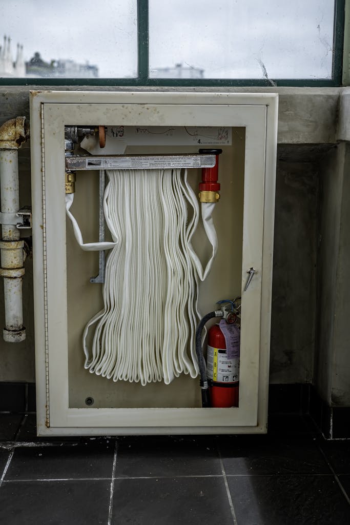 Cabinet with a Fire Hose